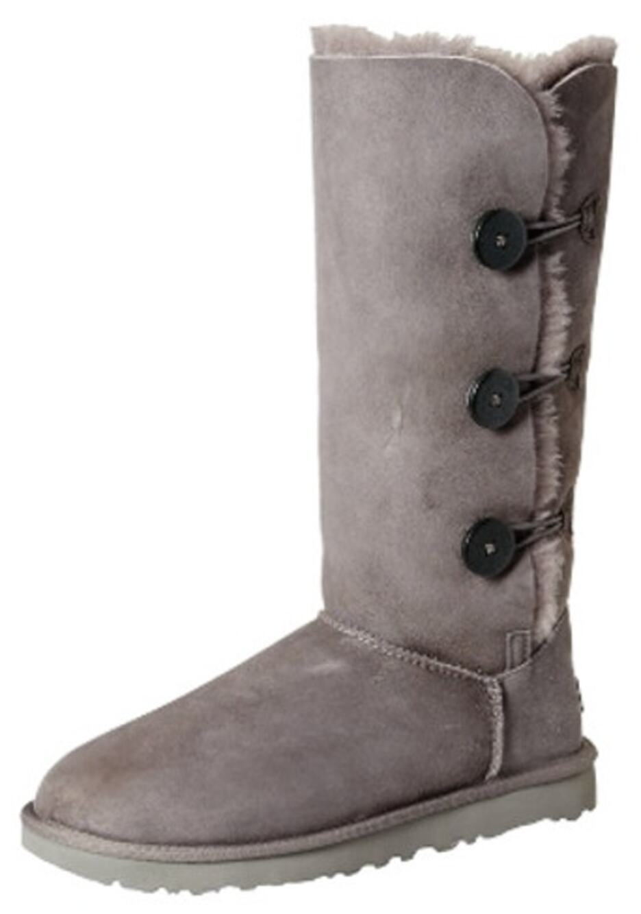 UGG Bailey Button Triplet Gray Sheepskin Tall Winter Boots Women's 8